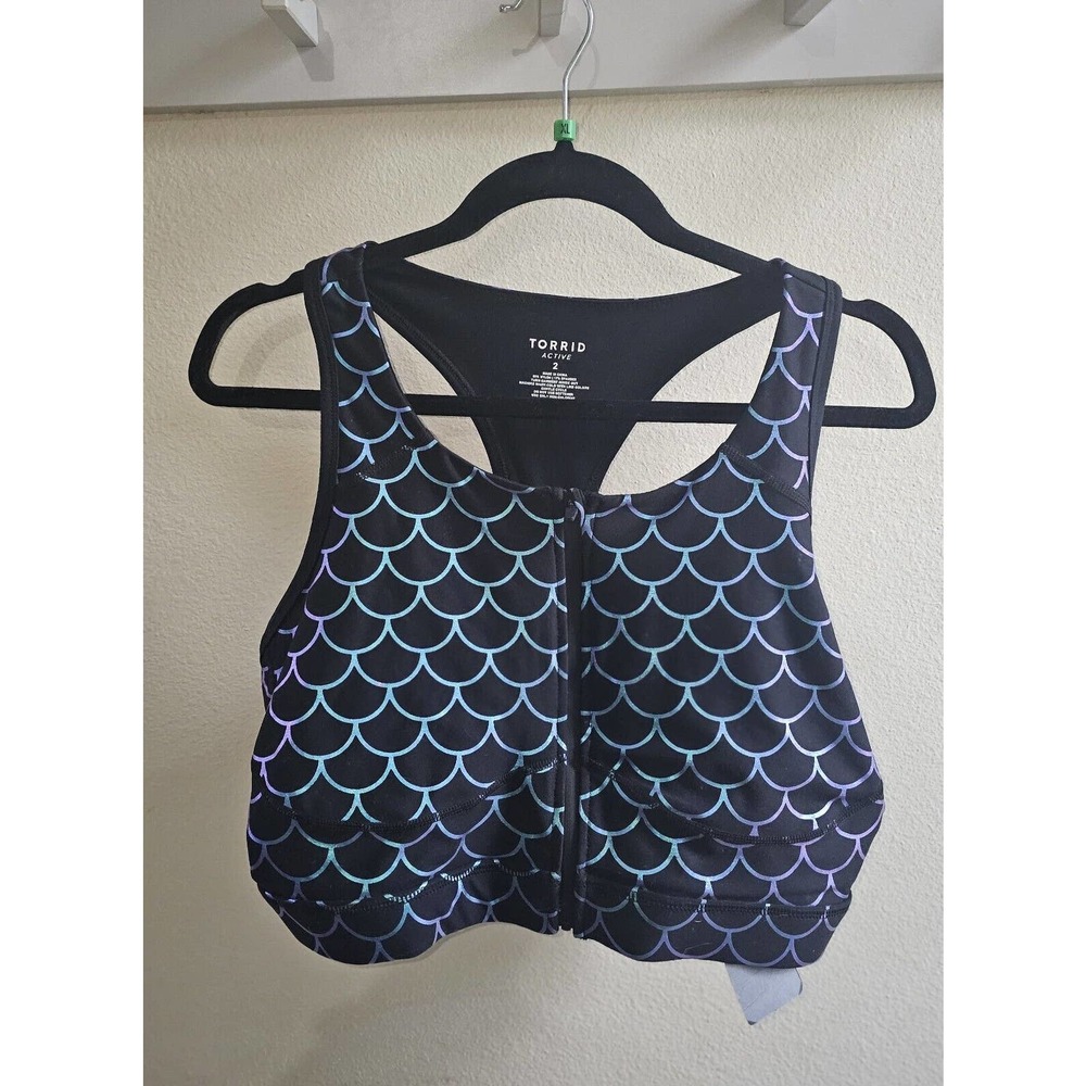 NWT Torrid Mermaid Wireless Zip Front Active Sports Racerback Bra Size 2x 18-20
